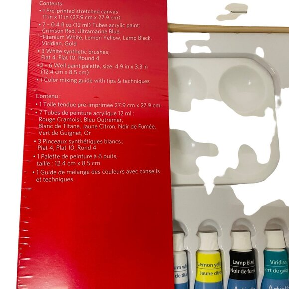 Artist's Loft 12-Piece Acrylic Painting Kit 4 Brushes Paint Palette & Tips - Picture 4 of 8